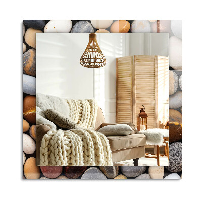 Obdĺžnikové dekoračné zrkadlo Farebné hladké kamene