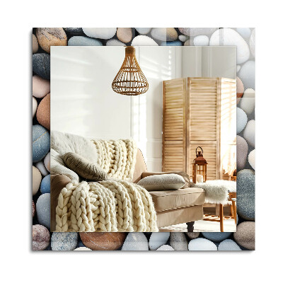 Obdĺžnikové dekoračné zrkadlo na stenu Farebné hladké kamene