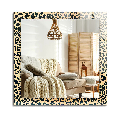 Obdĺžnikové zrkadlo rám s potlačou Leopardov panter