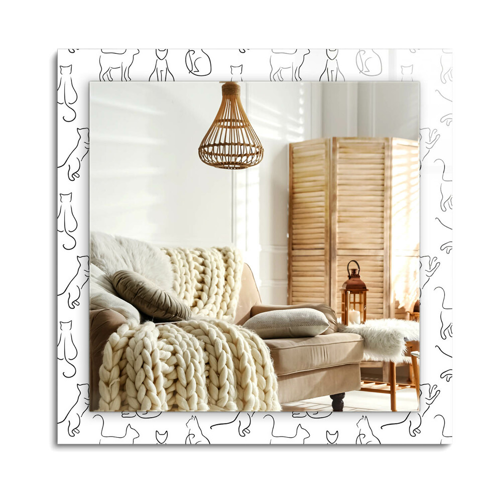 Obdĺžnikové dekoračné zrkadlo na stenu Obrysy mačiek
