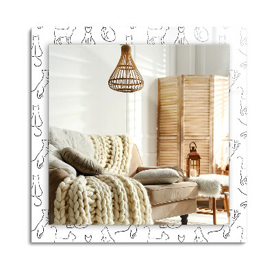 Obdĺžnikové dekoračné zrkadlo na stenu Obrysy mačiek