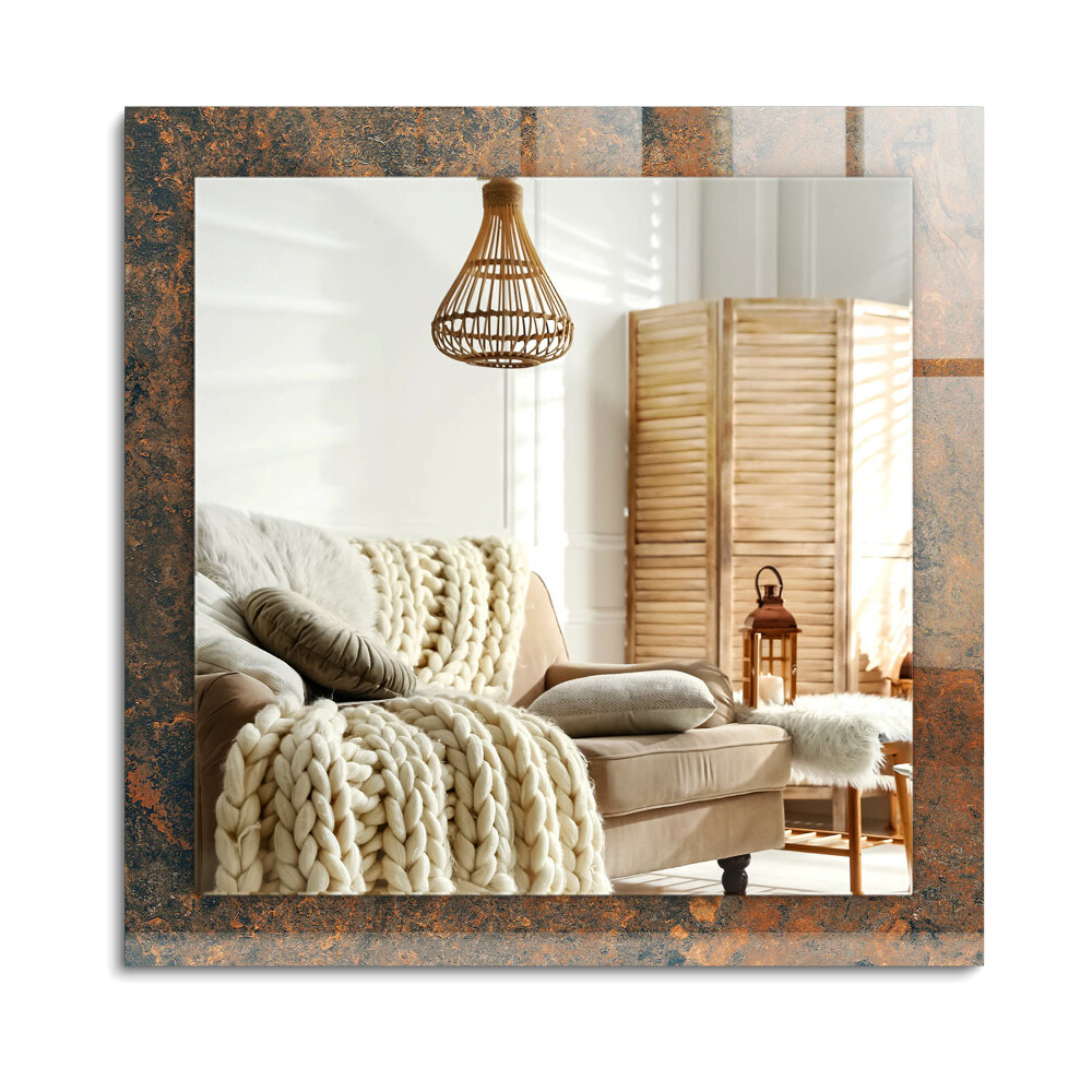 Obdĺžnikové zrkadlo rám s potlačou Hrdzavý kov