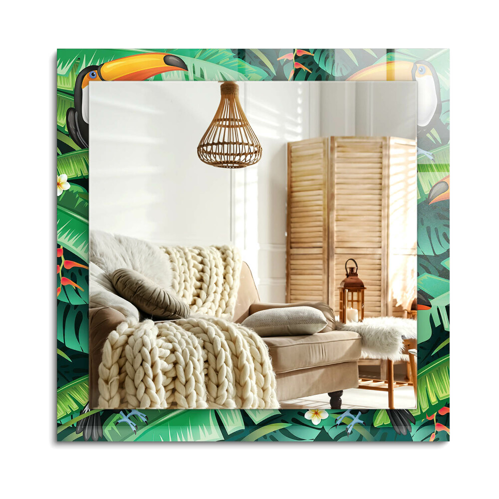 Obdĺžnikové dekoračné zrkadlo Tukany opúšťajú džungľu