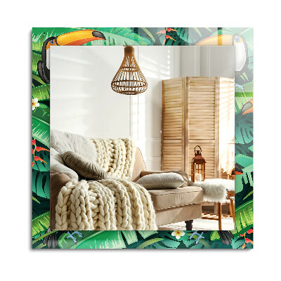 Obdĺžnikové dekoračné zrkadlo Tukany opúšťajú džungľu