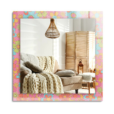 Obdĺžnikové dekoračné zrkadlo na stenu Farebná kvetinová drážka