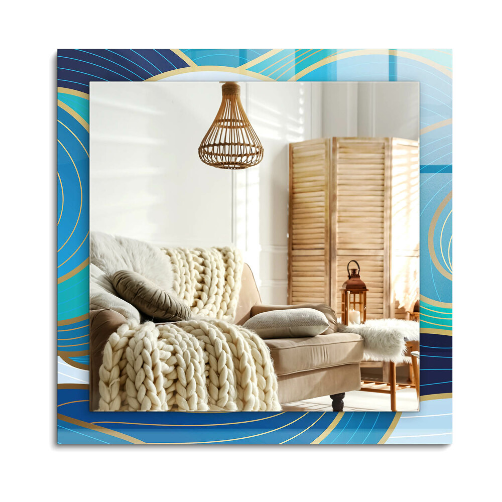 Obdĺžnikové zrkadlo rám s potlačou Vzory vĺn modré