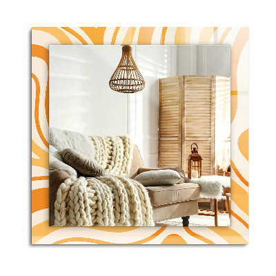 Obdĺžnikové dekoračné zrkadlo na stenu Abstraktné oranžové vzory