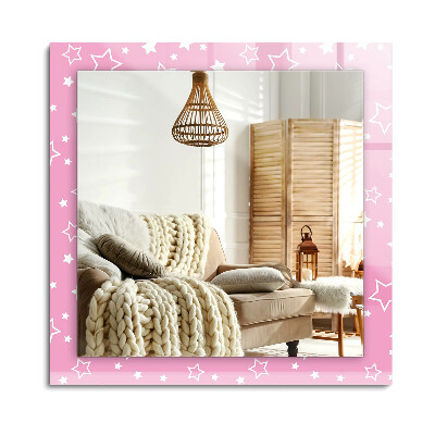 Obdĺžnikové dekoračné zrkadlo Ružové hviezdy