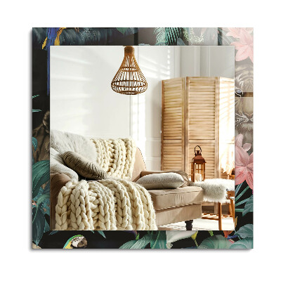 Obdĺžnikové dekoračné zrkadlo na stenu Tigre papagáje džungľa