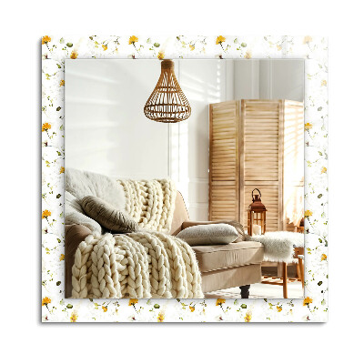 Obdĺžnikové zrkadlo rám s potlačou Vzor kvetov listov