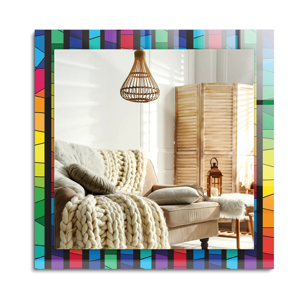 Obdĺžnikové dekoračné zrkadlo Farebné pruhy z farebného skla