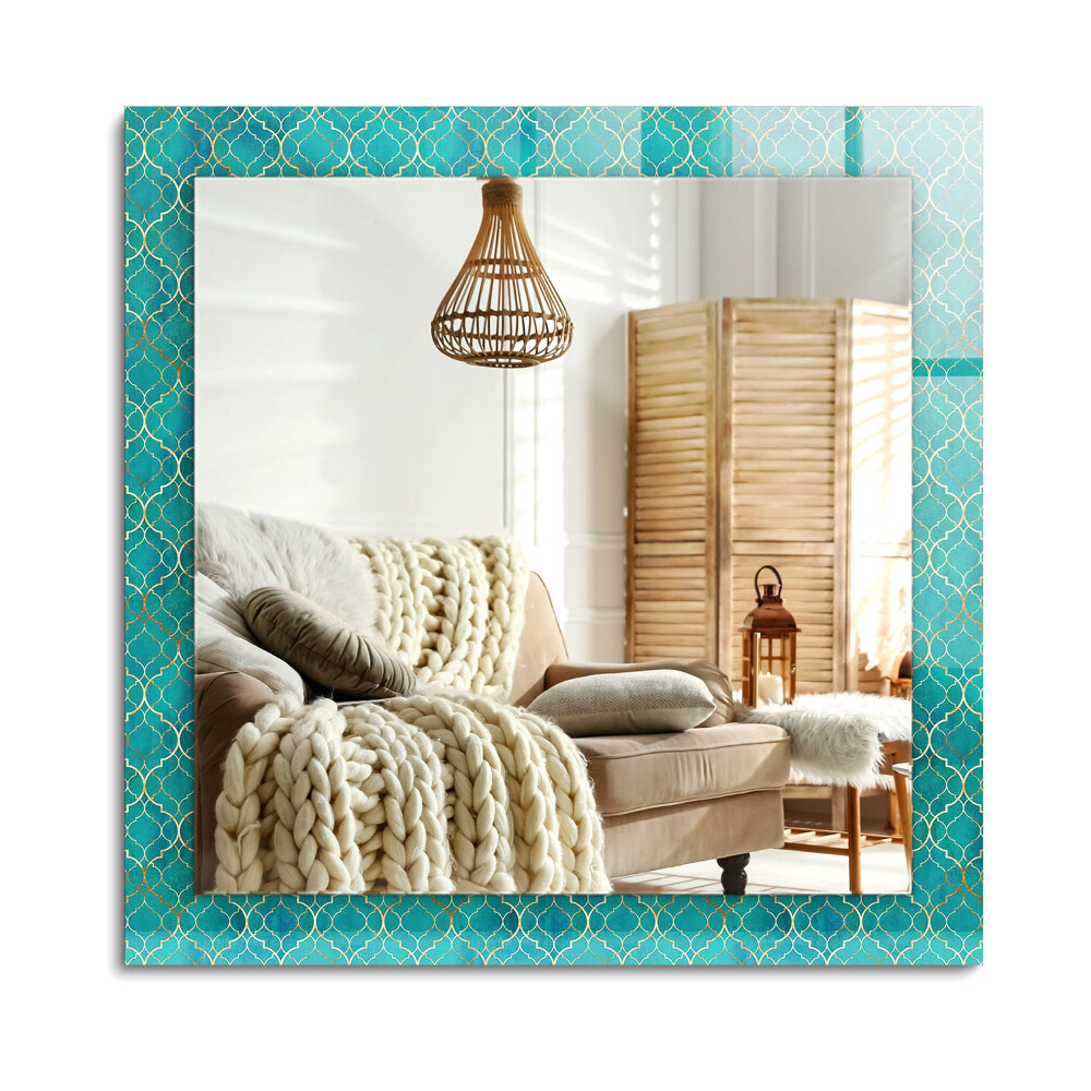 Obdĺžnikové dekoračné zrkadlo Zelený geometrický vzor