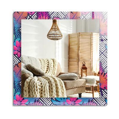 Obdĺžnikové dekoračné zrkadlo na stenu Farebné tropické listy