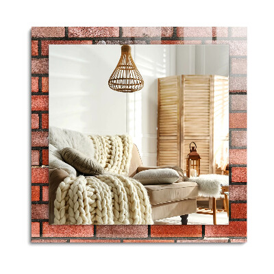 Obdĺžnikové dekoračné zrkadlo Červená tehlová stena