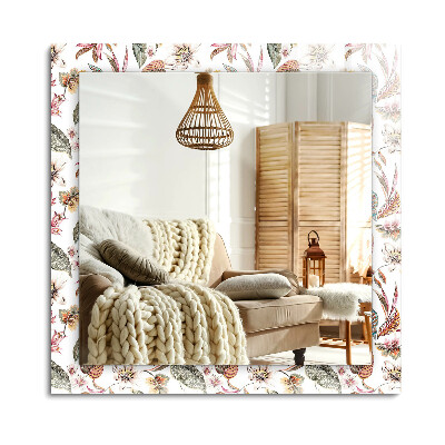 Obdĺžnikové dekoračné zrkadlo Kvety a listy