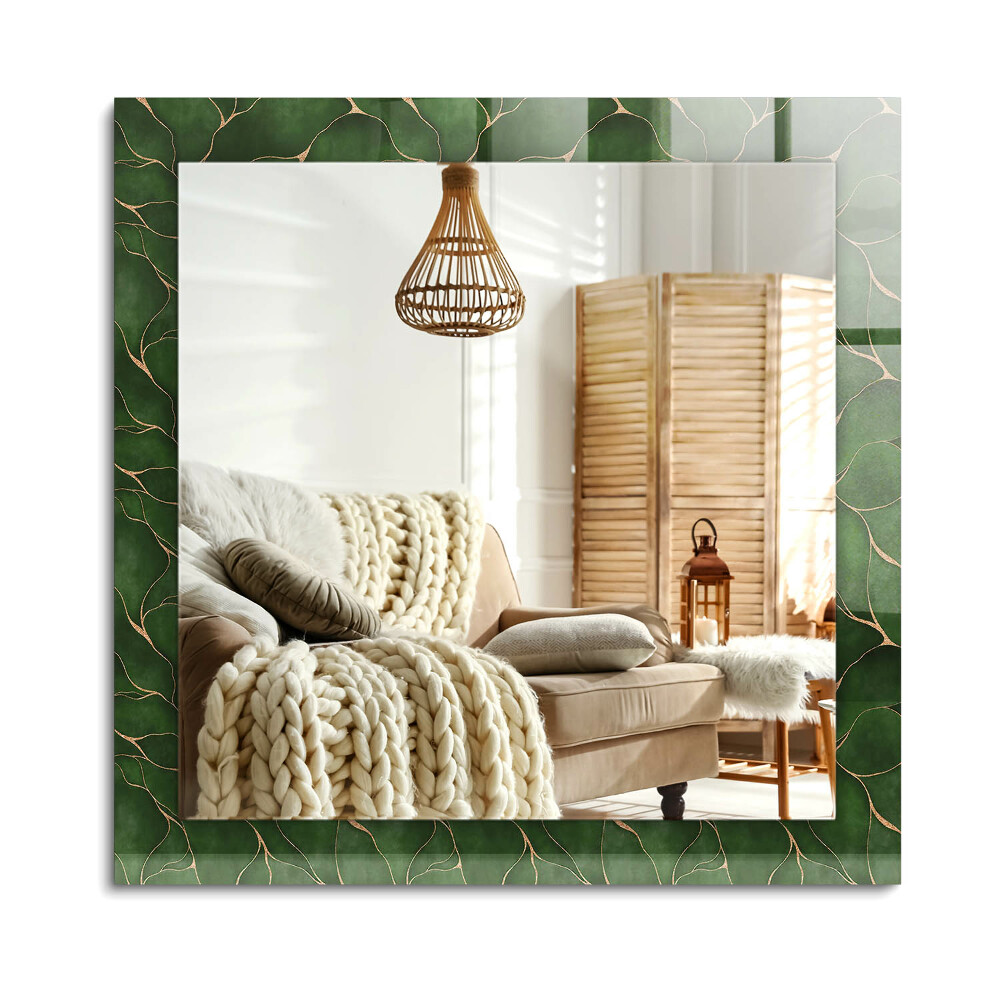 Obdĺžnikové zrkadlo rám s potlačou Vzor zelených listov