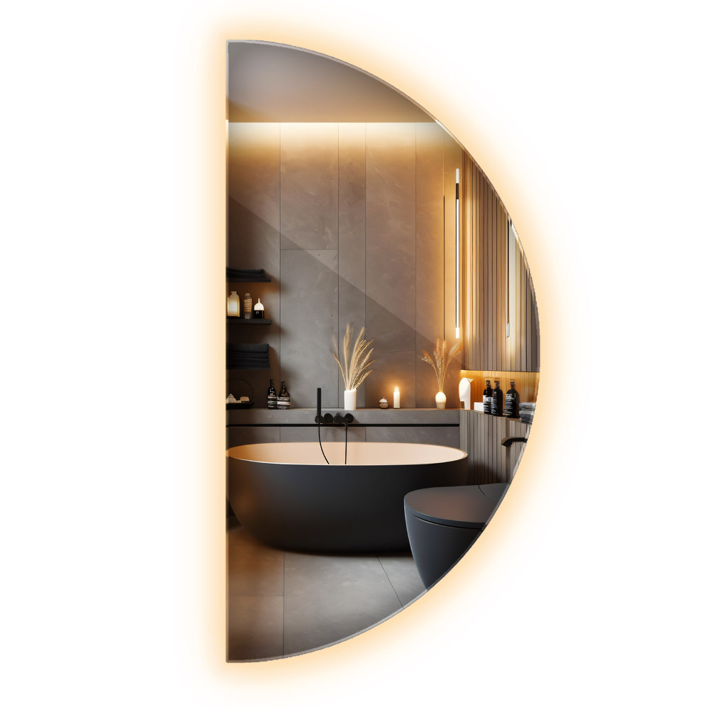 LED polkruhové zrkadlo dekoratívne