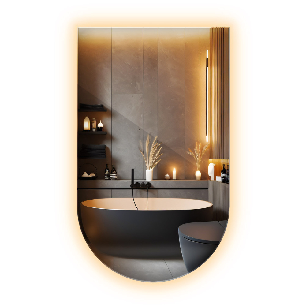 Polooválne zrkadlo s led