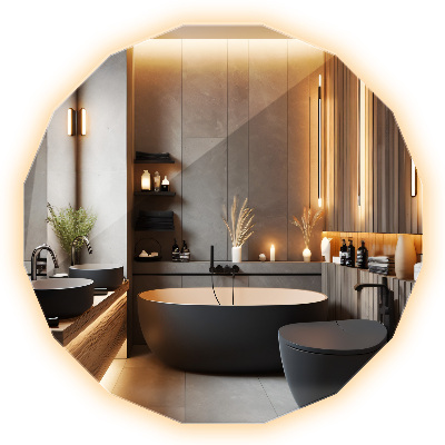 Zrkadlo mnohouholník LED bezrámové