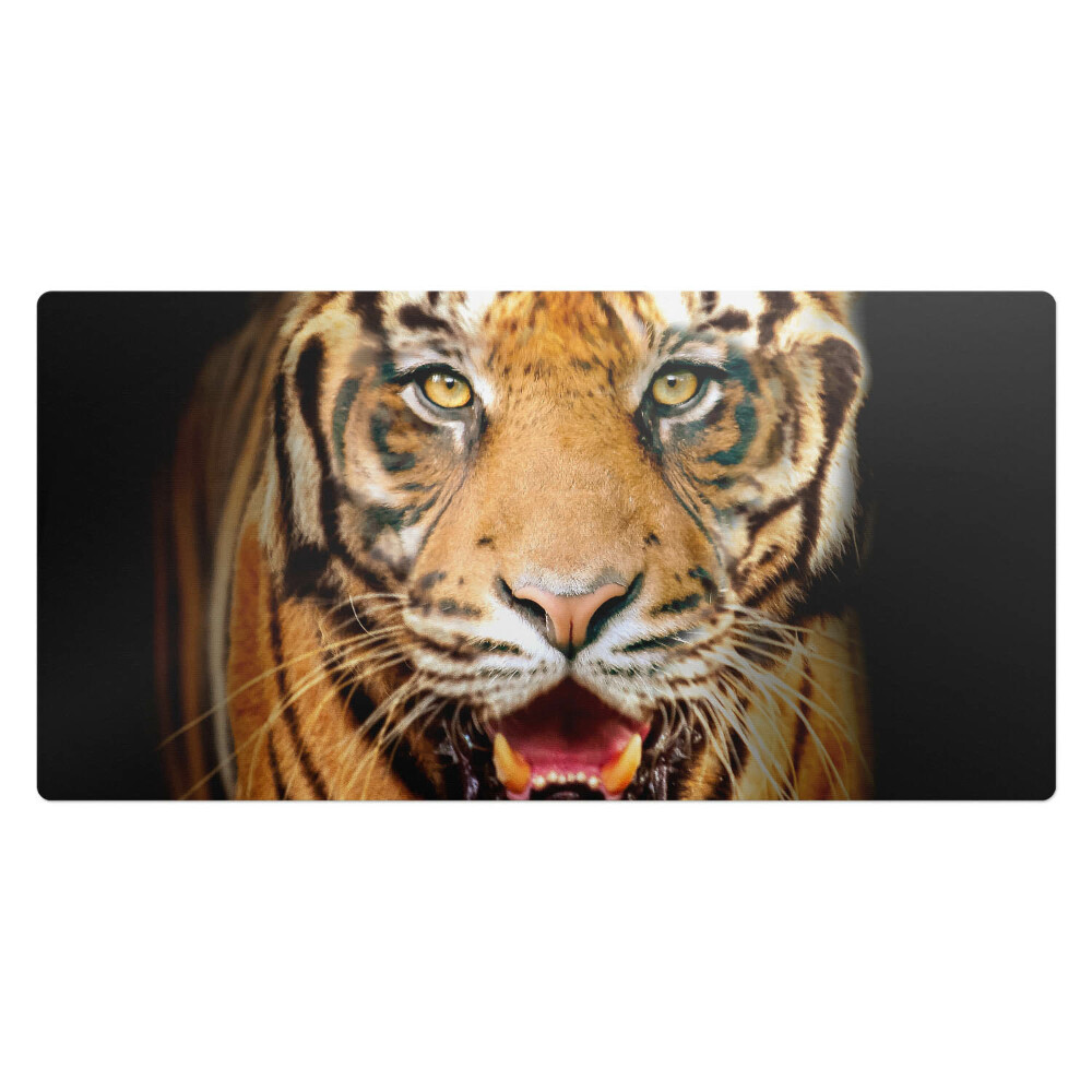 Veľká podložka na stôl Tiger - detailný záber na papulu