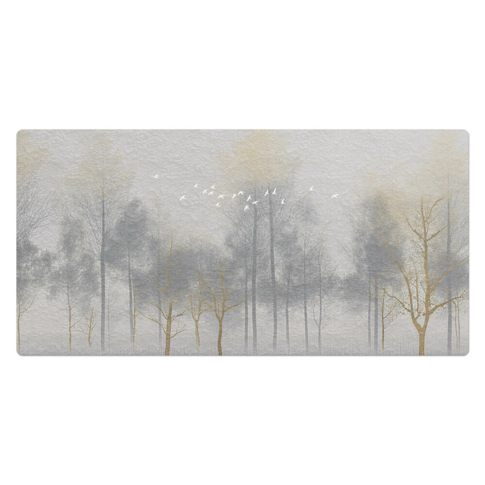 Veľká podložka na stôl Hmlistý les s vtákmi