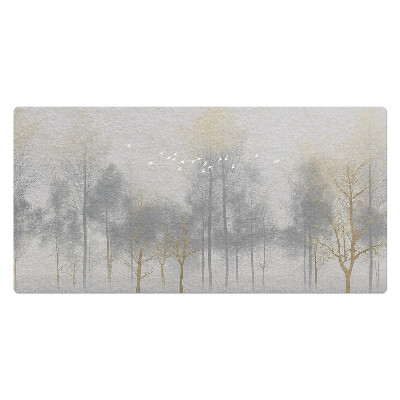 Veľká podložka na stôl Hmlistý les s vtákmi