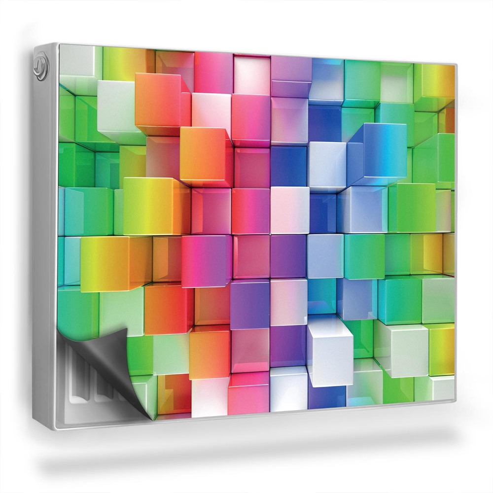 Dekoračný magnetický kryt na radiátor Farebné 3D kocky geometrické textúry