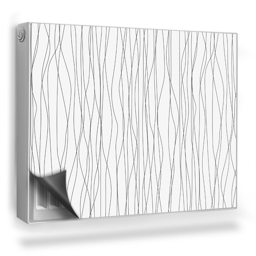 Dekoračný magnetický kryt na radiátor Organické, jemné línie na bielom pozadí