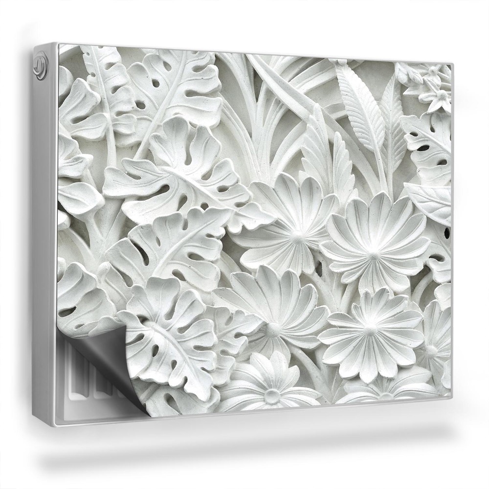 Dekoračný magnetický kryt na radiátor Kamenné ozdoby, listy a vegetácia 3D