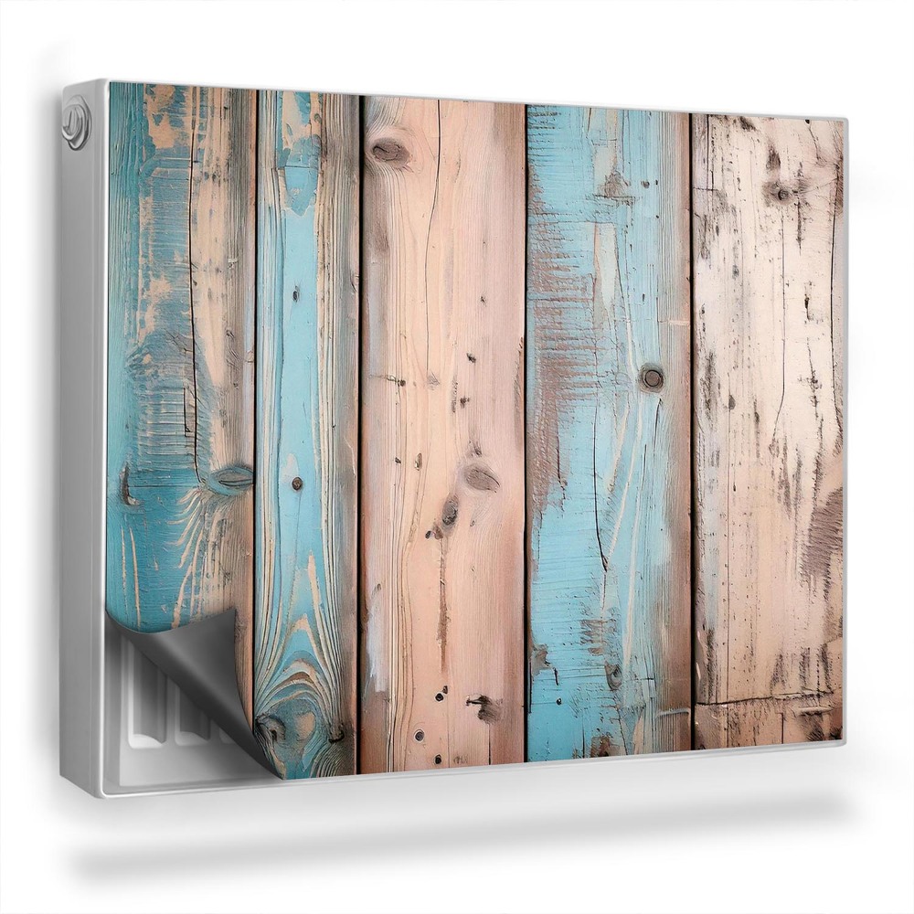 Magnetický kryt na radiátor Drevené dosky natreté pastelovými farbami