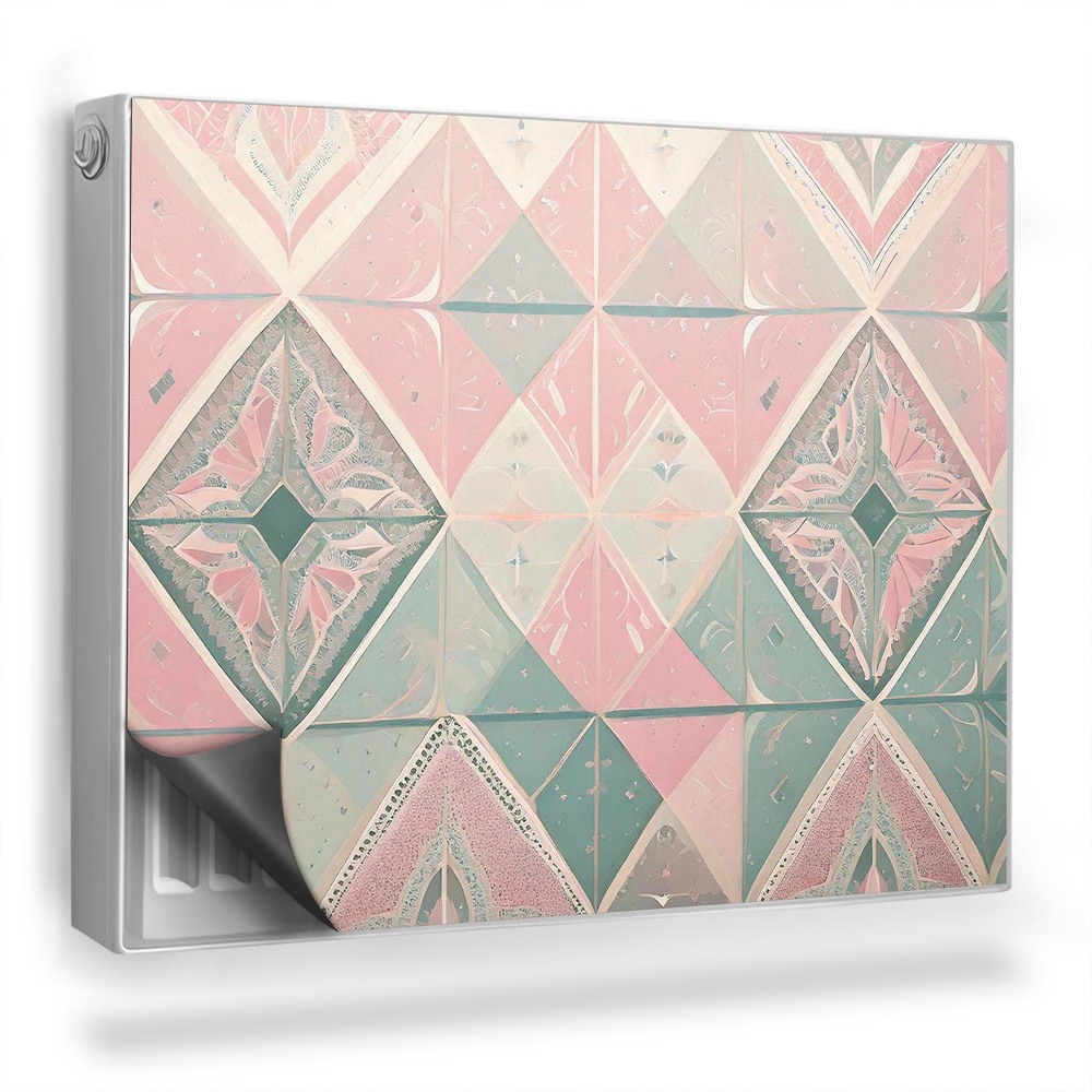 Dekoračný magnetický kryt na radiátor Geometrický boho vzor v pastelových farbách