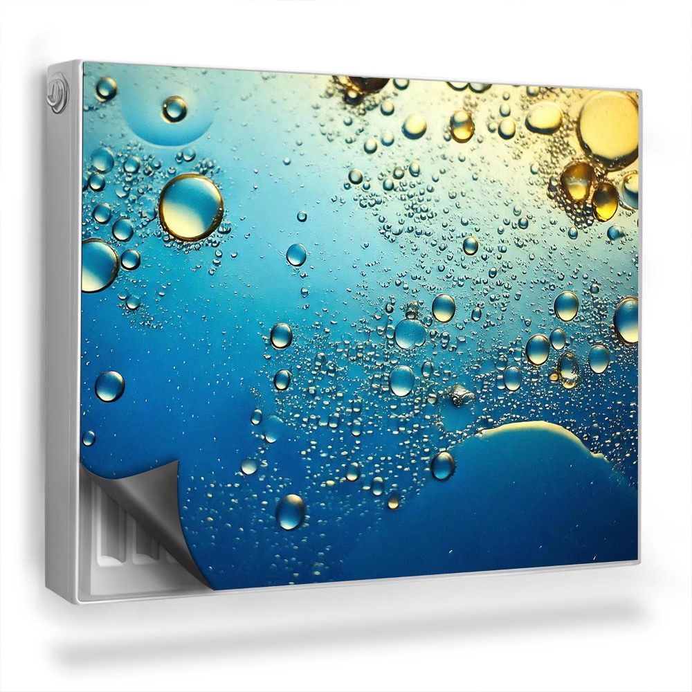 Magnetický kryt na radiátor Priblíženie kvapiek oleja vo vode, modré a žlté