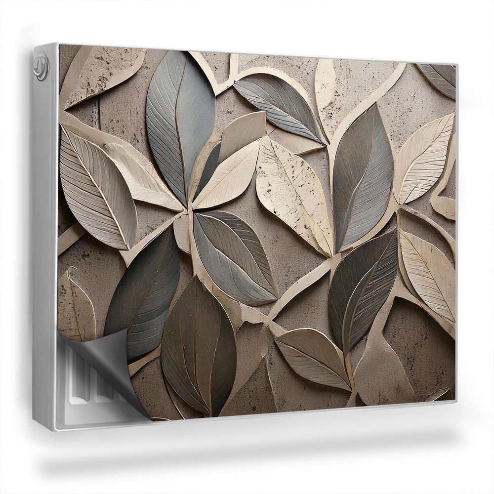 Magnetický kryt na radiátor Vyrezávané listy, rastlinná kompozícia, kov