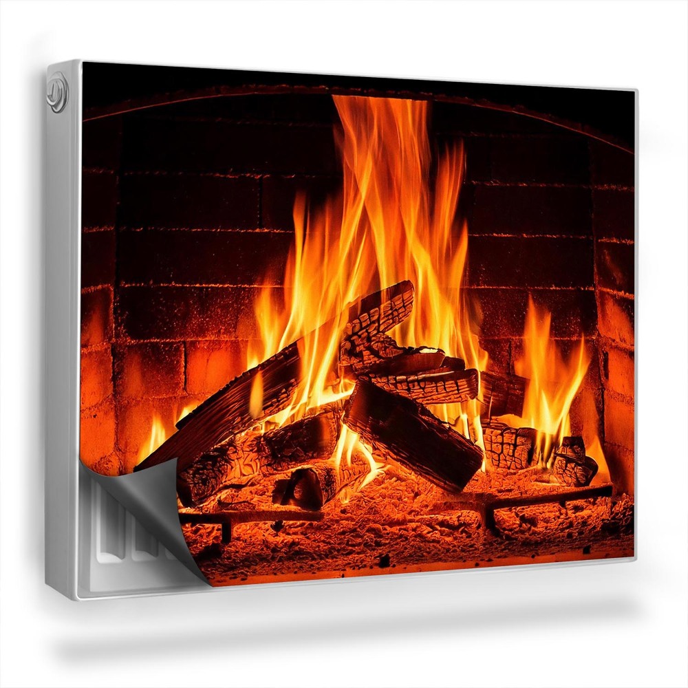 Dekoračný magnetický kryt na radiátor Drevo a oheň v domácom krbe