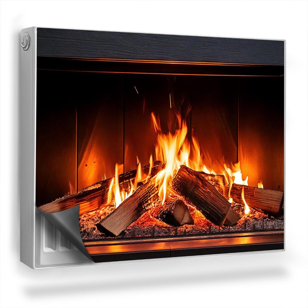 Magnetický kryt na radiátor Horiaci domáci krb s drevom