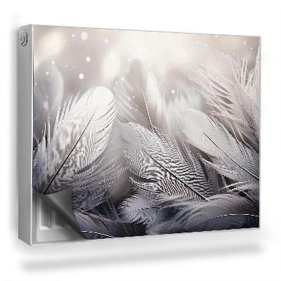 Dekoračný magnetický kryt na radiátor Mäkké vtáčie perie v žiari svetiel