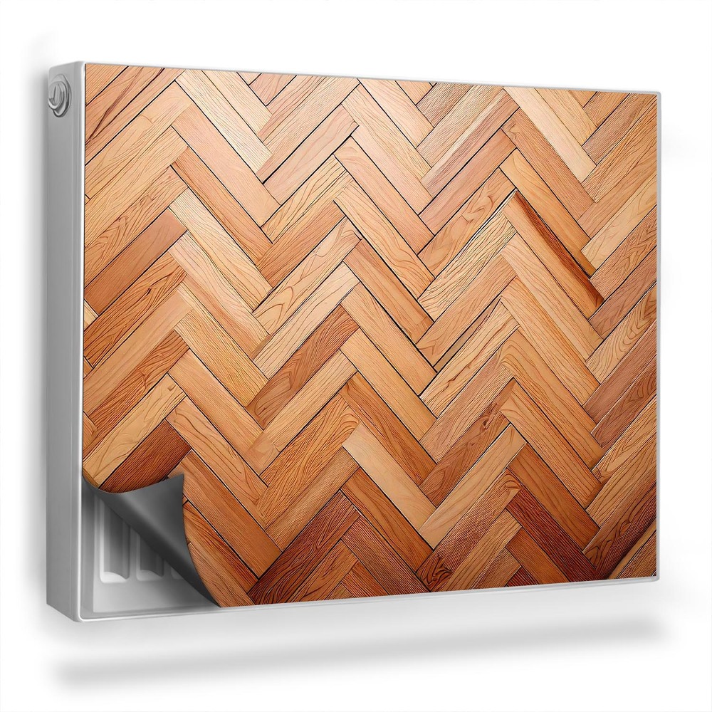 Dekoračný magnetický kryt na radiátor Vzor rybej kosti vyrobený zo svetlých drevených dosiek