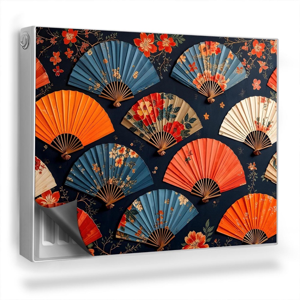 Dekoračný magnet na radiátor Farebné vejáre s kvetinovými vzormi