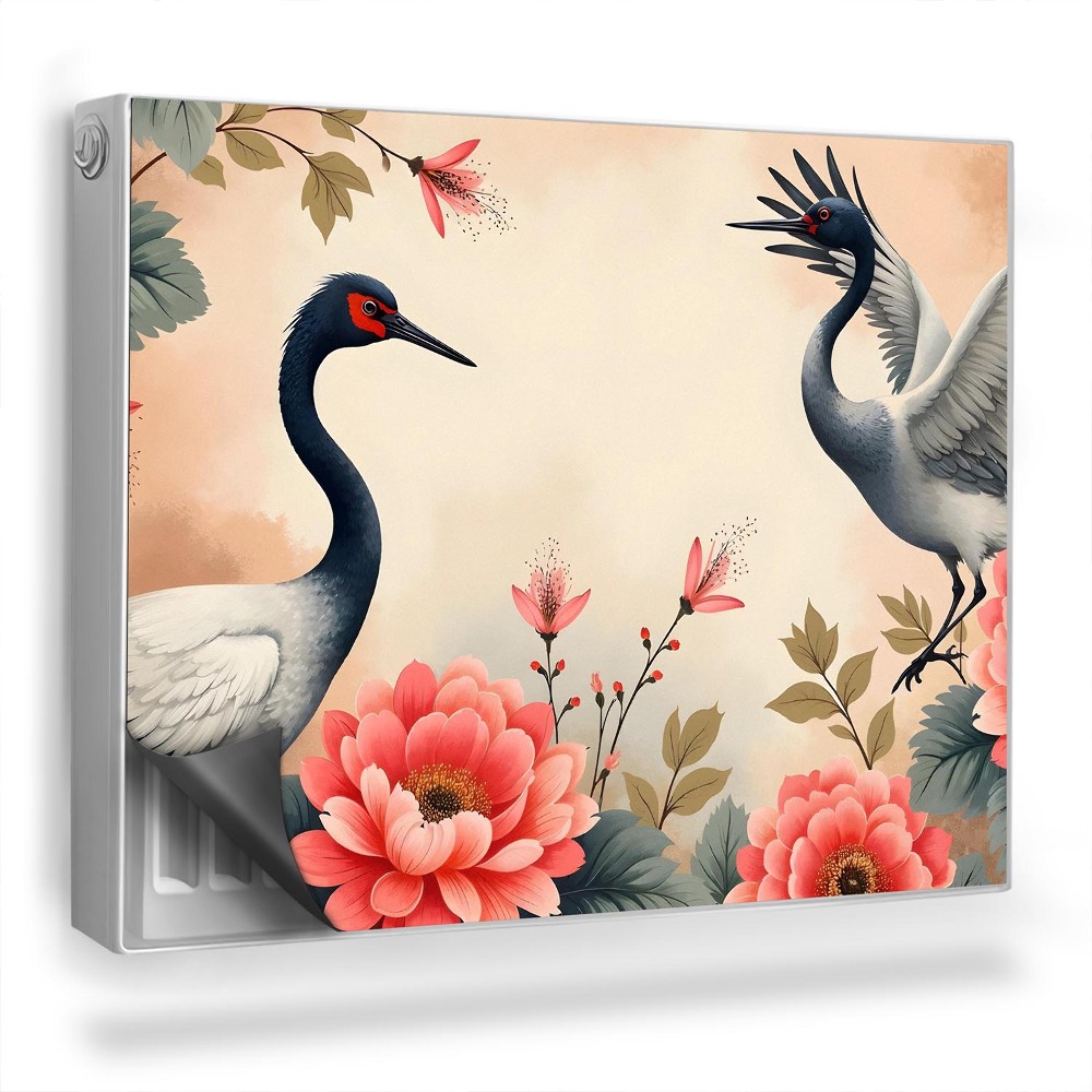 Magnetický kryt na radiátor Japonské žeriavy kvety boho vintage štýl