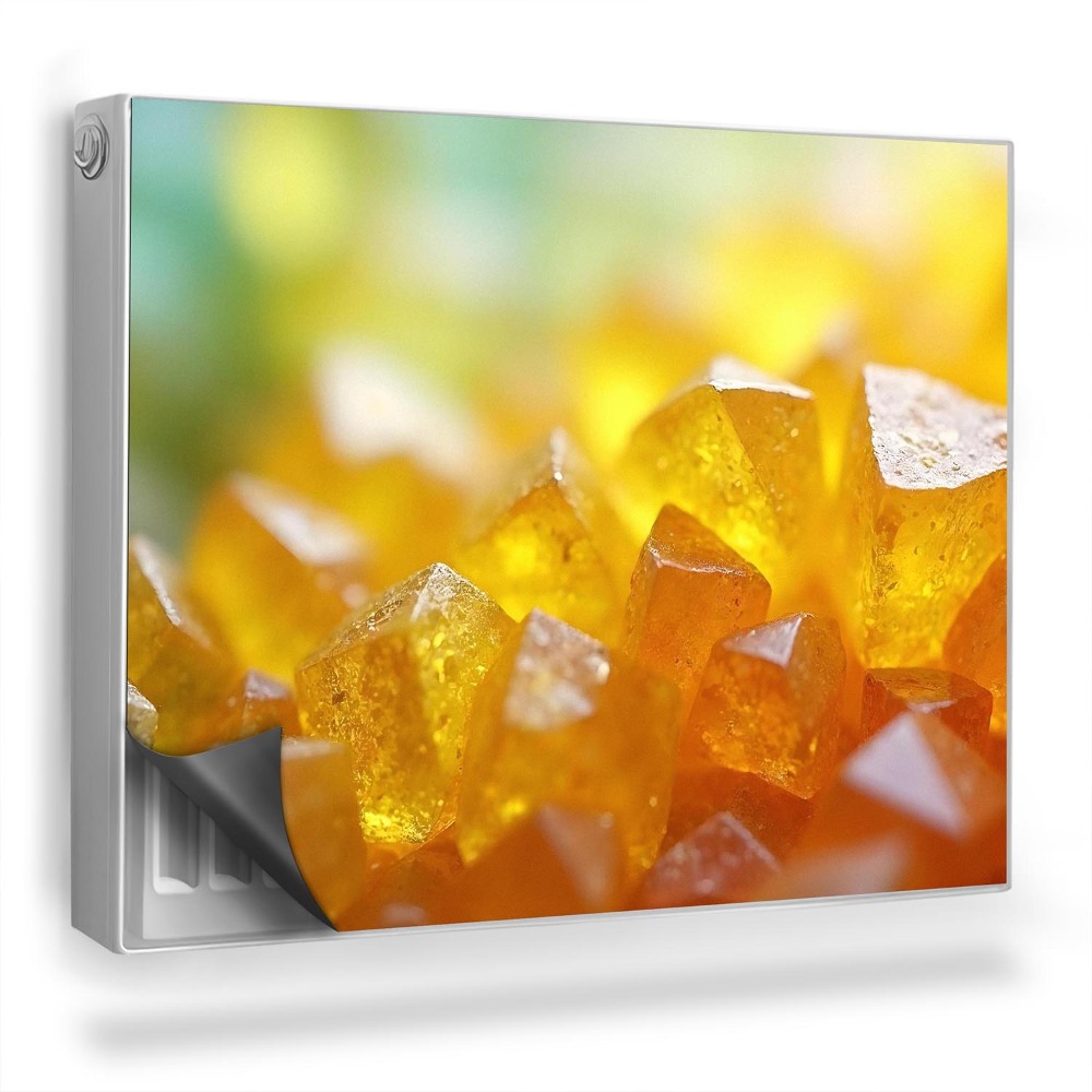 Magnetický kryt na radiátor Detailný záber na teplé sfarbené kremenné kryštály