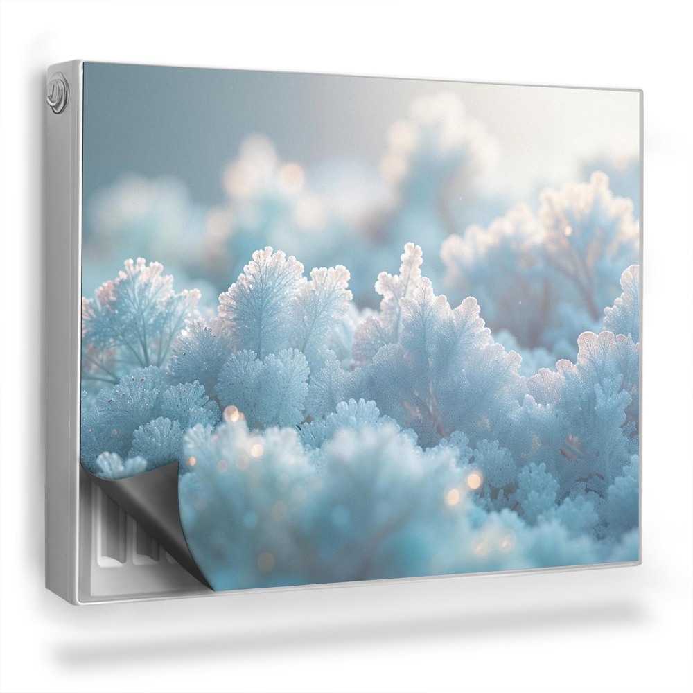 Dekoračný magnetický kryt na radiátor Zamrznutá vegetácia zimná príroda