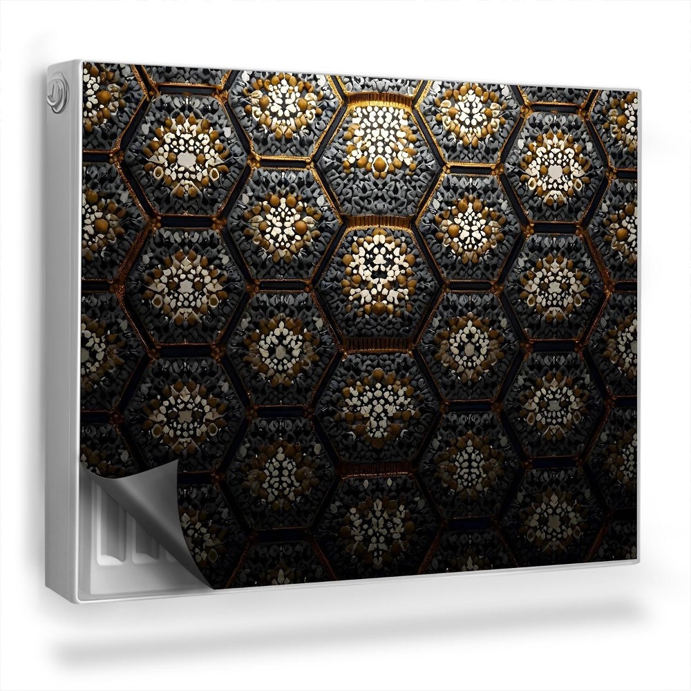 Dekoračný magnetický kryt na radiátor Šesťuholníkové dlaždice, kontrastná mozaika