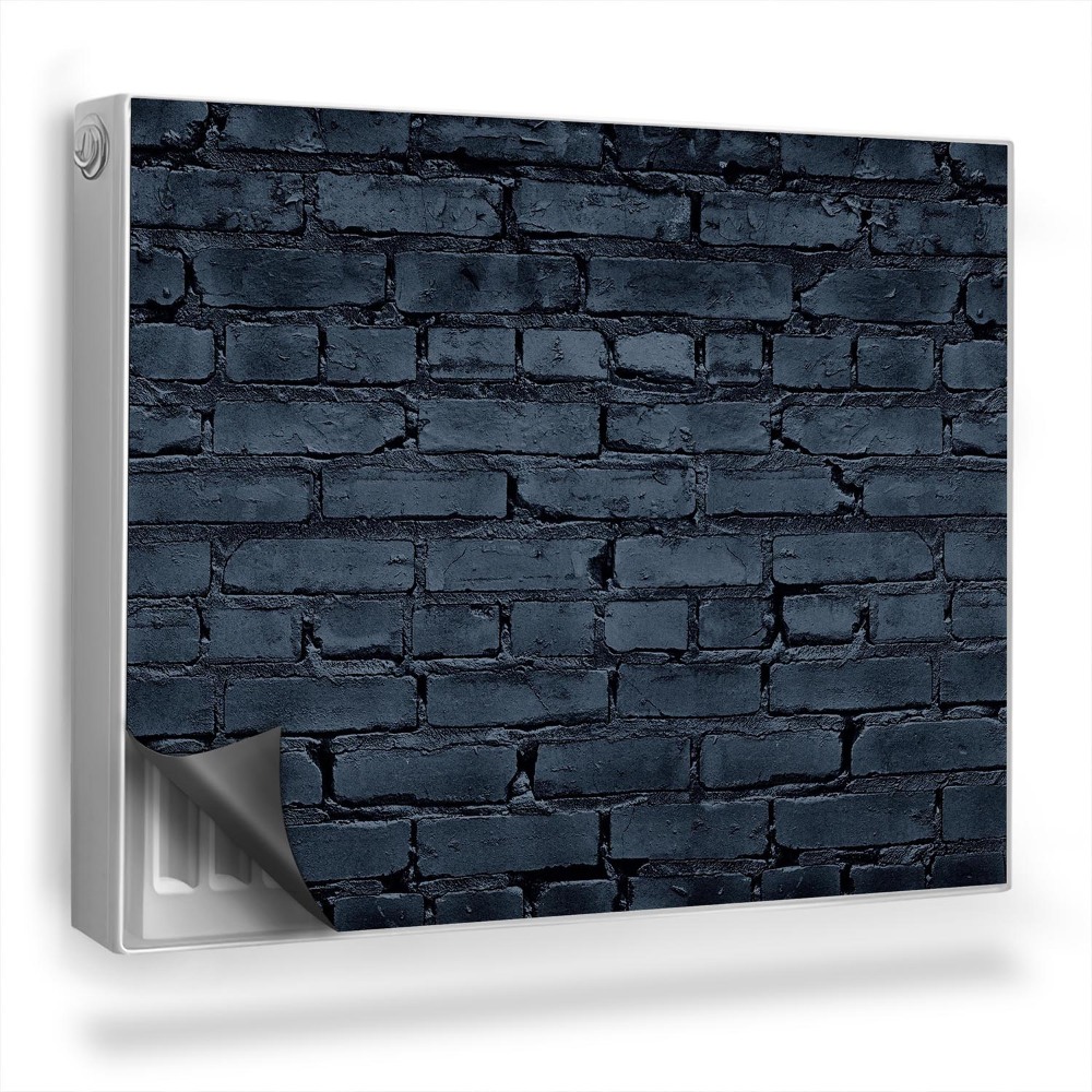 Dekoračný magnetický kryt na radiátor Stena z čiernych tehál, temná atmosféra