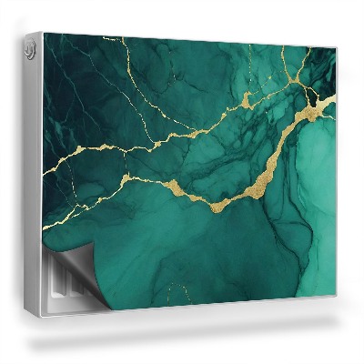 Magnetický kryt na radiátor Mramor, tmavá textúra v tyrkysovej farbe