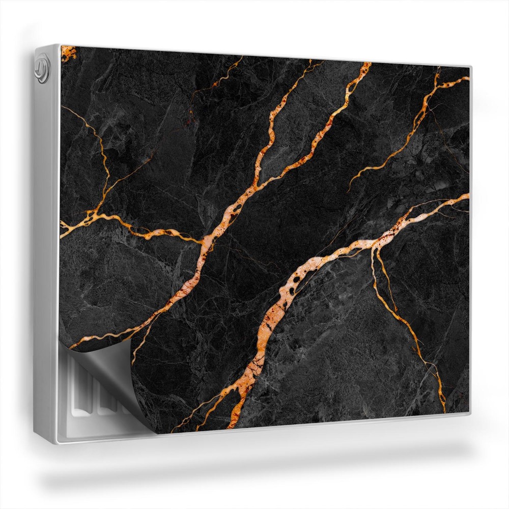 Dekoračný magnetický kryt na radiátor Čierny a sivý mramor s žilami