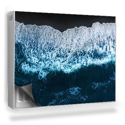 Dekoračný magnet na radiátor Penivá oceánska vlna, fragment čiernej pláže