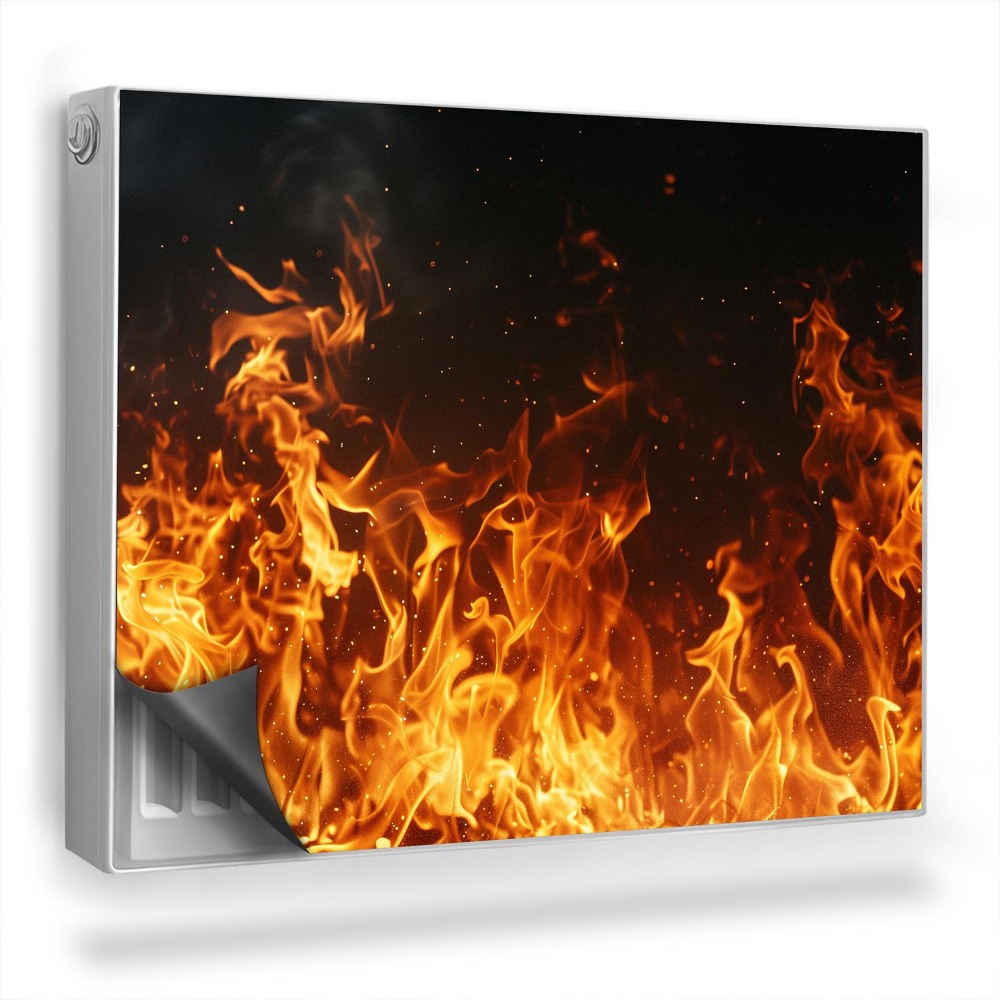 Dekoračný magnetický kryt na radiátor Oheň a dym - plamene na čiernom pozadí