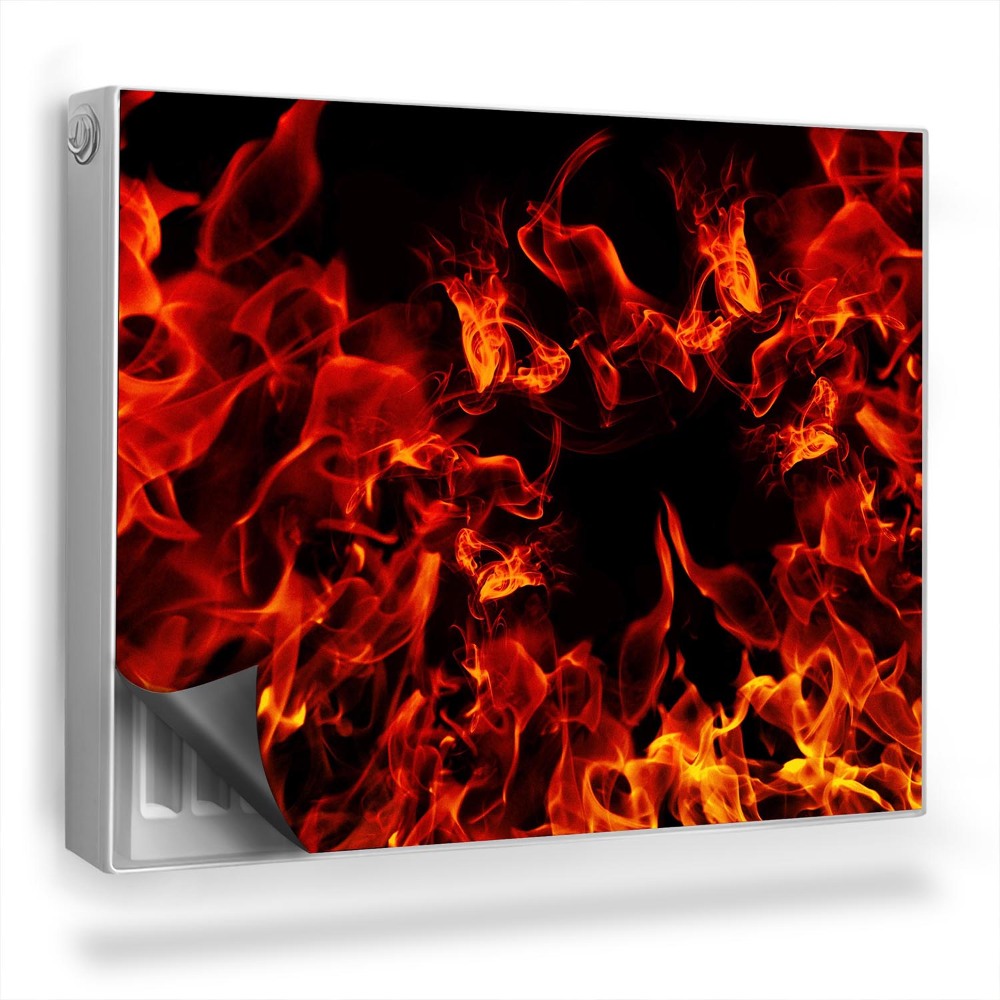 Dekoračný magnet na radiátor Horúce plamene ohňa na tmavom pozadí