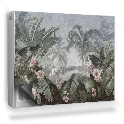 Magnetický kryt na radiátor Palmy, kvety a rastliny džungle, vyblednuté