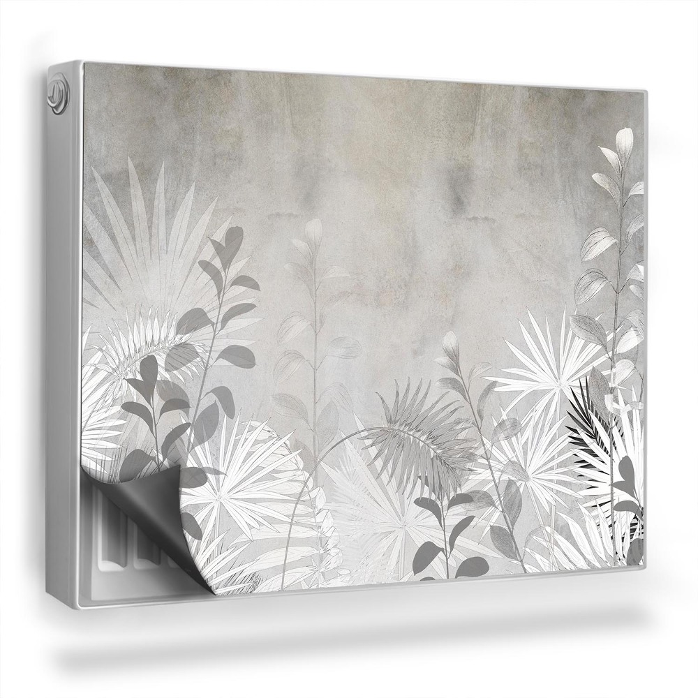 Magnetický kryt na radiátor Betónová konštrukcia, jemná boho vegetácia